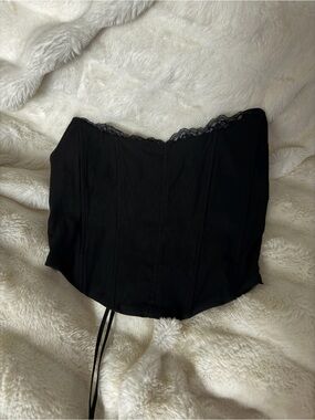 Brand New Size Small Garage Black Lace-Trim Bandeau Corset Top